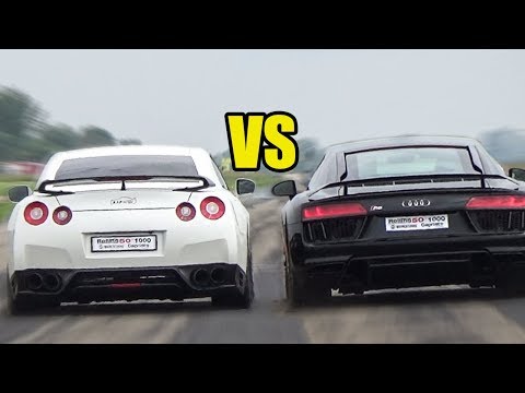 Nissan GTR R35 vs Audi R8 V10 Plus - RACE!