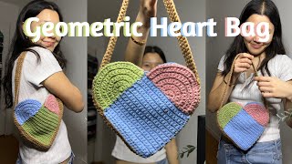 Geometric Heart-Shaped Shoulder Bag Crochet Tutorial | Crochet Heart-Shaped Purse Tutorial