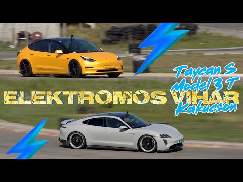 Néma, döbbent CSEND! - Porsche Taycan Turbo S vs. TeslaTune Model 3 Performance (Laptiming Ep. 246.)