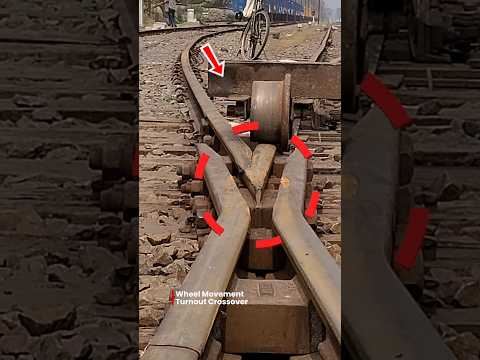Trolley wheel passing turnout crossover frog.#shorts #railway #railtrack #railroad #foryou