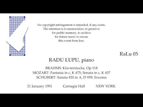 RADU LUPU Live Recital  1991  BRAHMS  MOZART  SCHUBERT  Carnegie Hall  NEW YORK