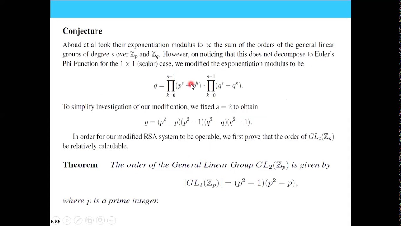 Modification of RSA Cryptosystem | RSA over Matrices | RSA over Matrix Algebra