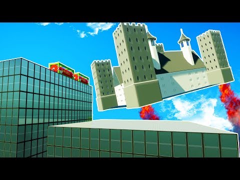 LEGO MASSIVE FLYING CASTLE CRASHES INTO CITY SKYSCRAPER! - Brick Rigs Workshop Creations Gameplay