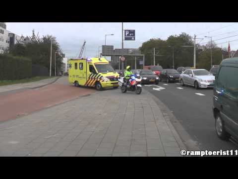 Spoedtransport VTB-oefening naar + vanaf EMC Rotterdam 3x Verkeerspolitiemotor + Ambulance 15-111
