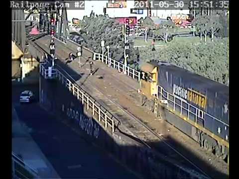 A Pacific National NR class locomotive runs Light Engine via Bunbury Street 30-5-2011