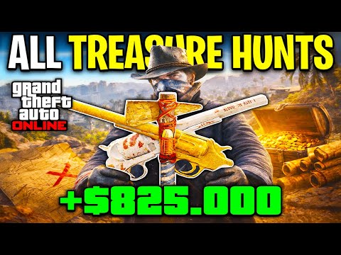 GTA 5 Online ALL Treasure Hunts | Stone Hatchet, Double Action & Navy Revolver