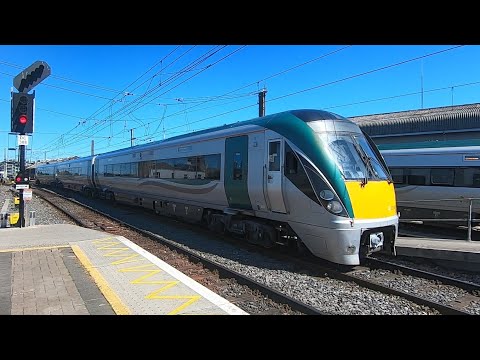 Two Irish Rail 22000 Class Intercity Trains at Connolly Station in Dublin, Ireland