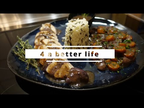 COQ AU VIN avec blanc de poulet – RECETTE ORIGINALE du SUD DE LA FRANCE au thym et au romarin