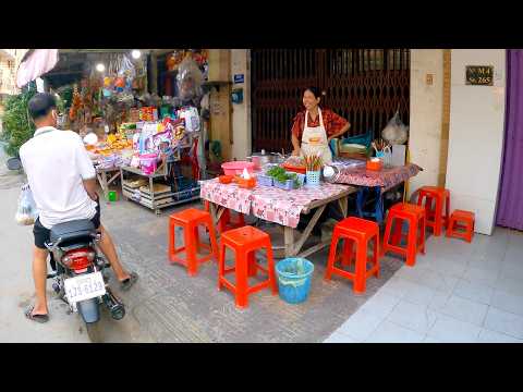 $1 Noodle Bowl at a Hidden Market in Cambodia!