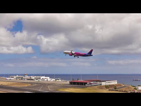 EXTREME CROSSWIND AND GO AROUND WizzAir A321N at Madeira Airport