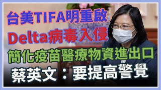 蔡英文針對防疫及台美TIFA會談發表談話