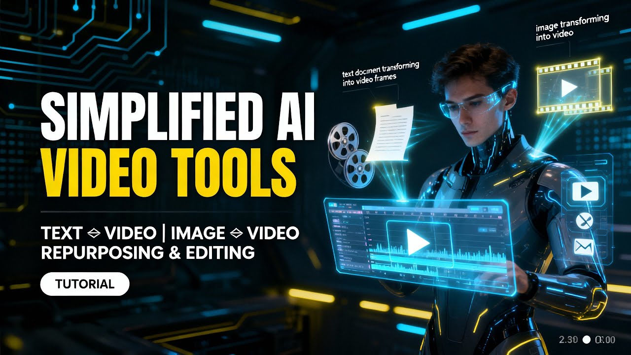 Simplified AI Video Tools: Text-to-Video, Image-to-Video, Repurposing & Editing video thumbnail