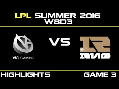 VG vs RNG Game 3 Highlights Tencent LPL Summer 2016 W8D3 Vici Gaming vs Royal Never Give Up   VG vs