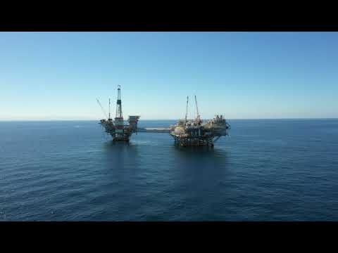 Oil platforms Elly and Ellen off the coast of Southern California.