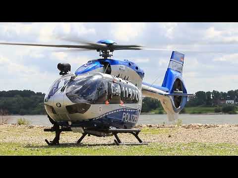 Police helicopter D-HNWV: landing and departure after crew change.