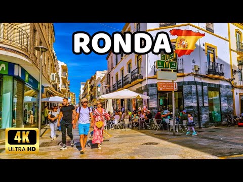 🇪🇦[4K] RONDA Espanha Cidade espetacular romântica sobre uma rocha | Passeio a pé outubro 2023 | Málaga