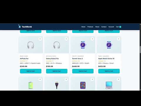 TechWorld Electronics | E-Commerce Website Demo | HTML, CSS & JavaScript