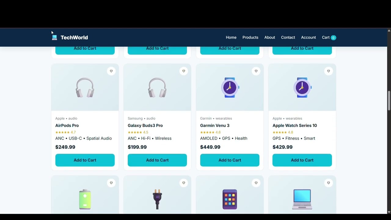 Task Submission – TechWorld Electronics: Responsive E-Commerce Website | Web Development Internship