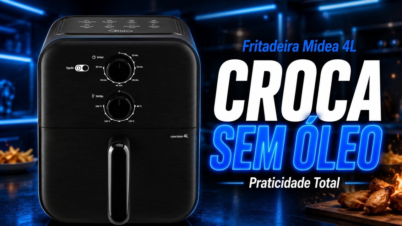 Miniatura da avaliação em vídeo de Fritadeira Elétrica Airfryer Midea FRP42 4L Preto
