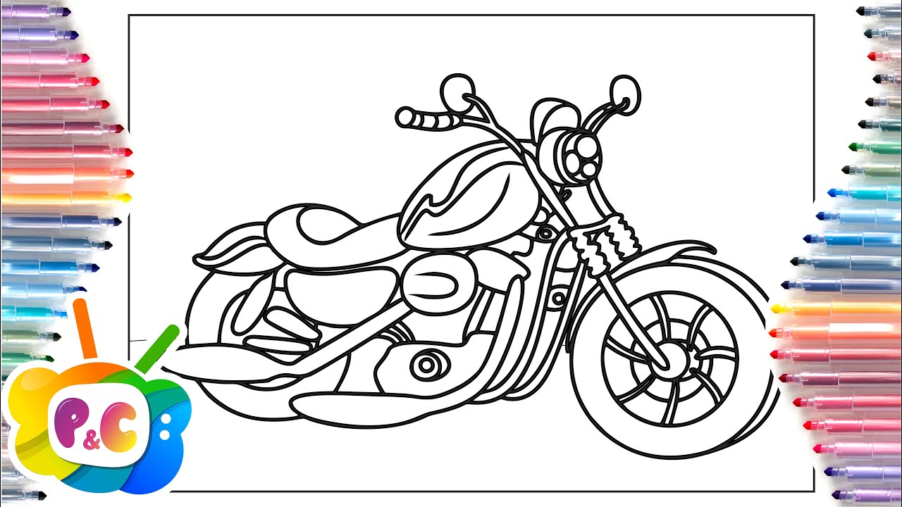 Motorbike coloring pages / Chopper motorcycle coloring / Disfigure - Blank [NCS Release]
