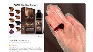 MOKERU Instant Easy to Use Hair Color/Dye Shampoo+Argan Oil.Long Lasting–500ml(16.9 Fl Oz)Dark brown
