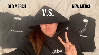 Seek discomfort unboxing try on haul comparing to old merch quality