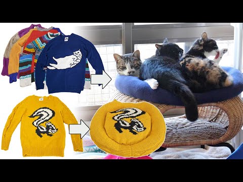DIY Cat bed made by sweaters