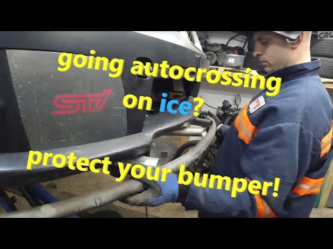 Subaru Impreza Ice Racing making a custom crash bar