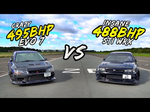 495BHP MITSUBISHI EVO 7 VS 488BHP IMPREZA WRX STI - OG BATTLES!