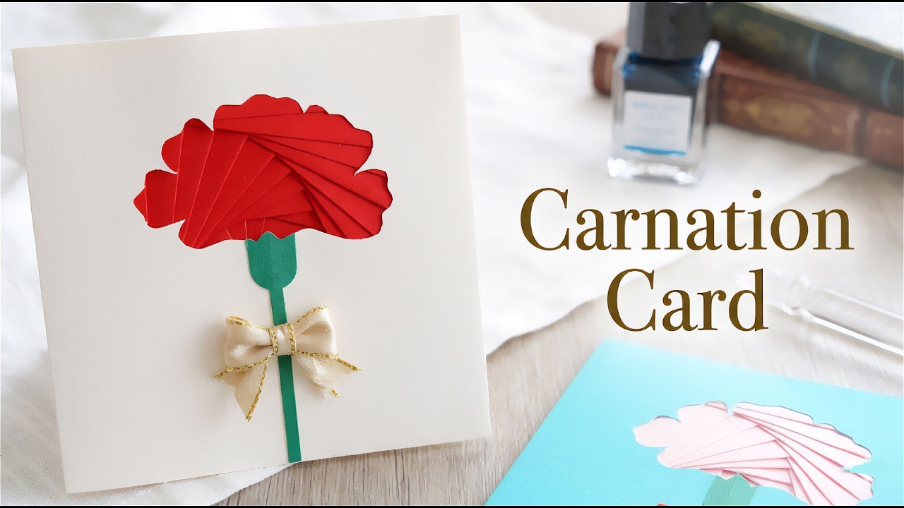 【母の日】カーネーションのメッセージカードの作り方（アイリスフォールディング）／Beautiful Handmade Carnation Card | DIY Mother's Day Gift