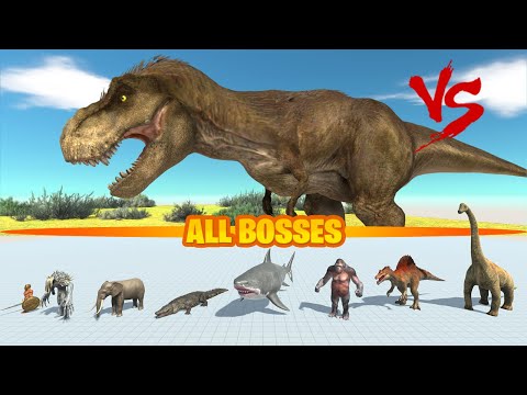 PROLOGUE Trex  vs All BOSSES (1 vs 1) with HP Bar - Animal Revolt Battle Simulator T-rex