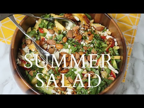 Nectarine Avocado Spinach Arugula Feta Almond Summery Salad | Healthy Summer Salads
