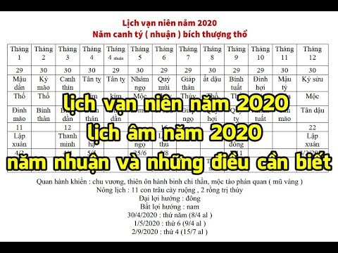 PX P || lịch vạn niên năm 2020 - lịch âm dương năm 2020