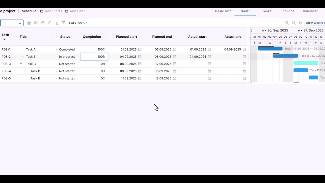 How to Manage Task Status, Completion, and Actual Dates