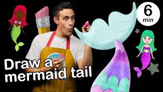 Draw a mermaid tail with Jonny. Learn colours, numbers, shapes and boost creativity - Kids Videos.