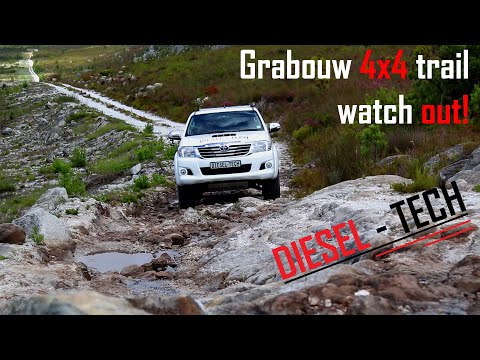 Grabouw 4x4, crabbing towards a waterfall on this grade 3 - 6 trail, better watch out! - Diesel Tech
