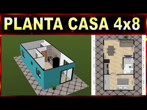 Planta Casa 4x8 - 32m² com Cozinha Americana