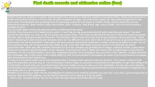 How to : Find death records and obituaries online (free)