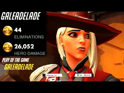 Gale Carry Ashe and Soldier 76 gameplay! 44 elims! POTG! [ Overwatch Season 31 Top 500 ]