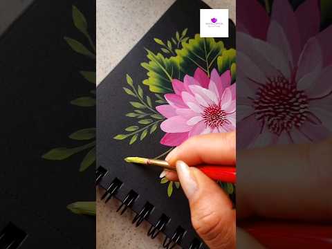 Easy Pink Flowers using round brush #artvideo #flowerpainting #artwork #viral #arttutorial
