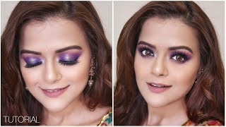 Full Glam Festive &amp; Wedding Season Makeup Tutorial 2018 | Purple Smokey Eyes