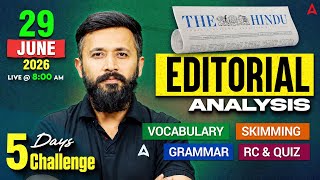 The Hindu Editorial Analysis | 29 June 2026 | English Vocabulary, Grammar & Skimming | By Parth Sir