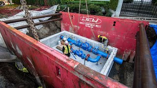 Massive Watermain Pressure Reduction Valve (PRV) chamber installation in Vancouver