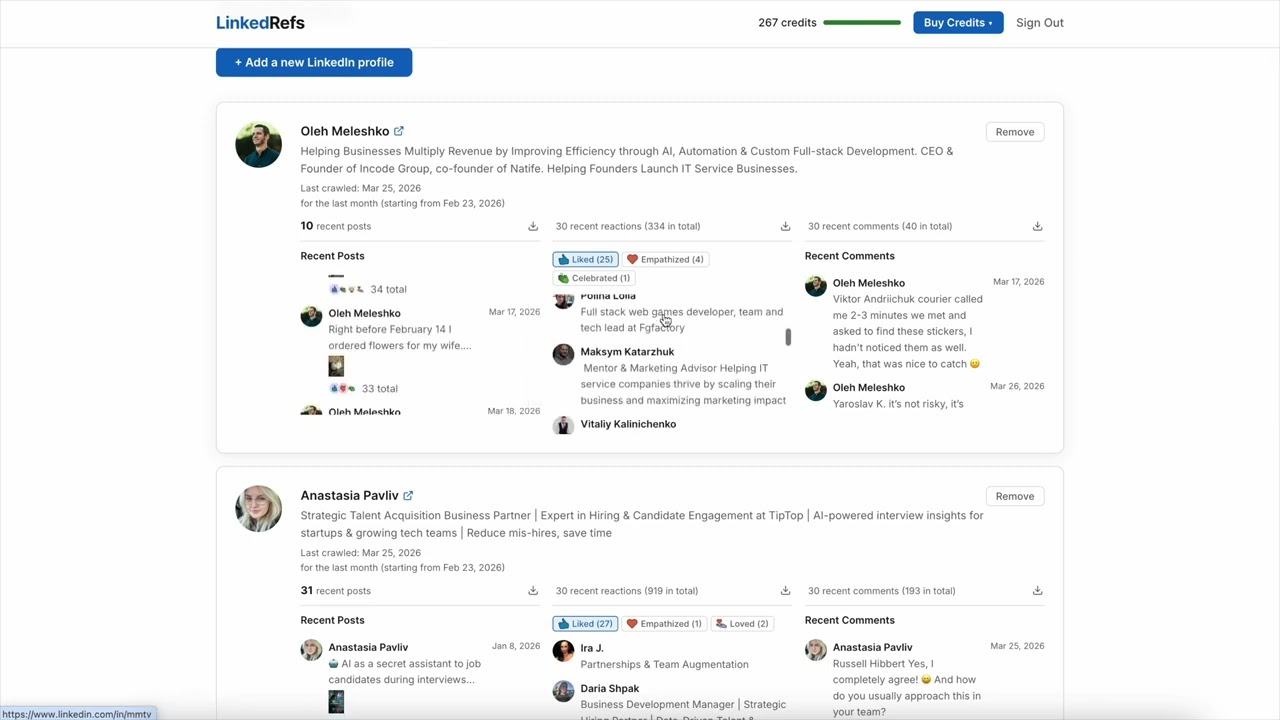 LinkedIn Profile Analytics & Insights - LinkedRefs