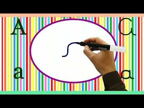 Traçado da vogal A cursiva, minúscula e maiúscula.