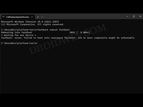 Fix Failed to Boot into Userspace Fastboot, One or more components might be unbootable
