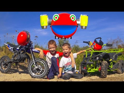 Damian and Darius Ride on Quad Bikes Motorcycle Funny Children s Car Story