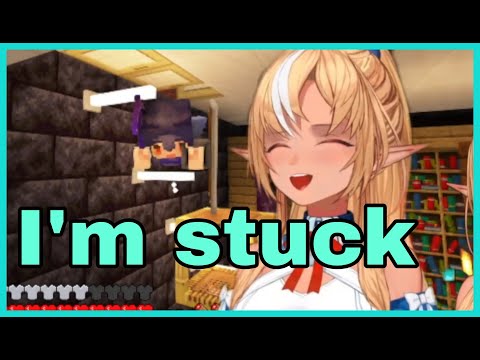 Hololive Cut - Shiranui Flare Loves To Get Stuck | Minecraft [Hololive/Eng Sub]