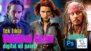 Tek Tıkla VEKTÖREL ÇİZİM (Free Digital Oil Paint) | Photoshop Dersleri