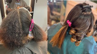 💛💛Slayed silk press transformation/Natural Hair transformation